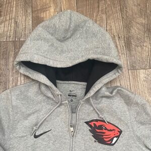 Nike Gray Hoodie with Black and Red Logo